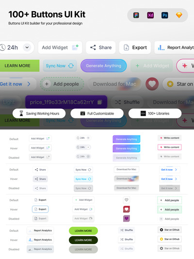 Que – AI 按钮 UI 套件组件