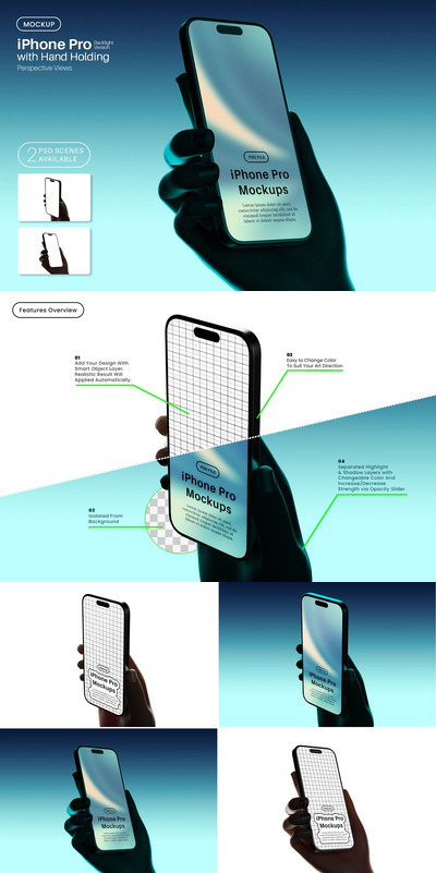 iPhone Pro 屏幕模型（带背光）