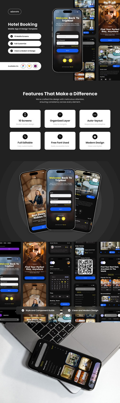 Tripnest – 酒店预订应用设计模板