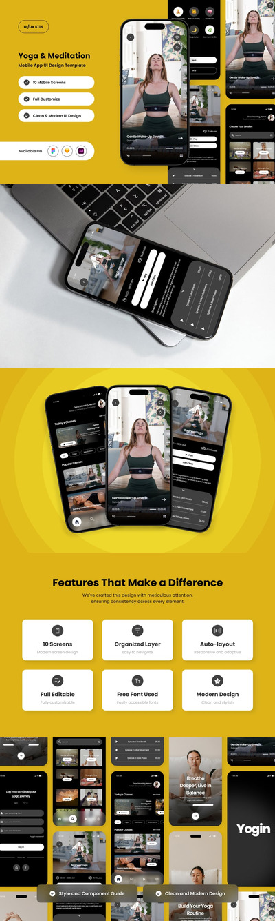 Yogin – 瑜伽与冥想应用设计模板