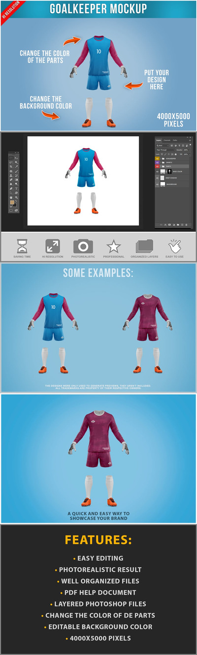 守门员模型正面视图模板