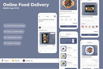在线食品配送移动应用 UI 套件