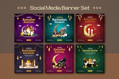 斋月吉祥 Instagram 帖子设计模板套装