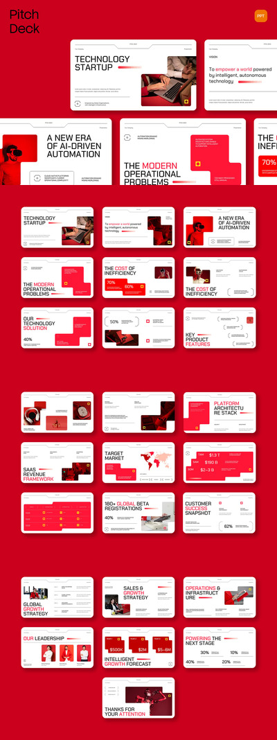 红色现代科技创业公司路演PPT 001