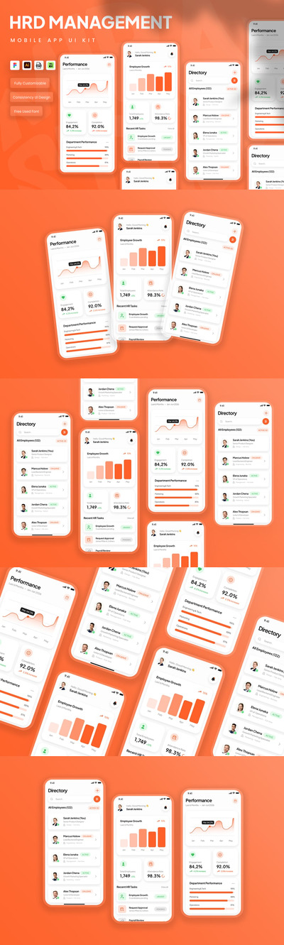 人力资源管理移动应用 UI 套件