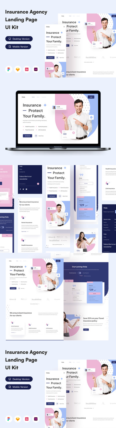 Viola – 保险产品落地页 UI 套件