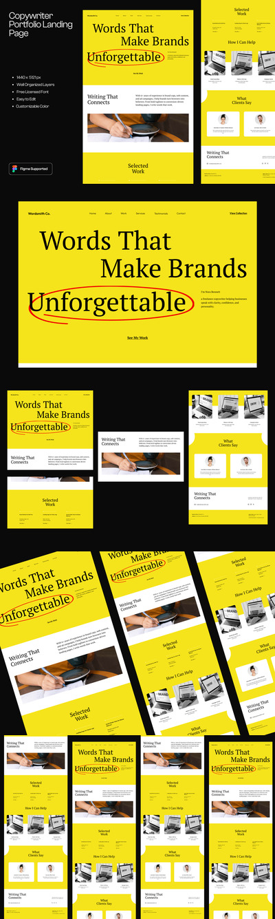 文案撰稿人作品集 Figma 落地页