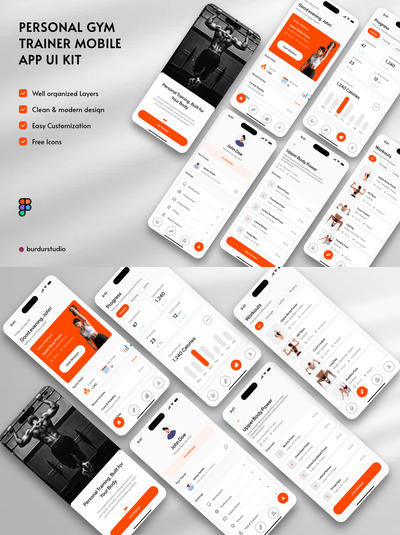 私人健身教练移动应用 UI 套件