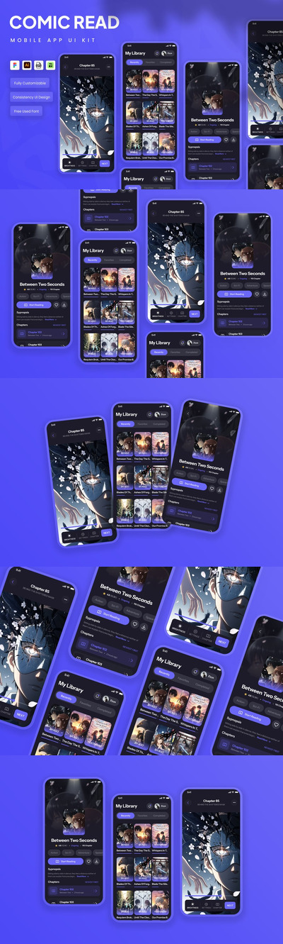 漫画阅读移动应用 UI 套件