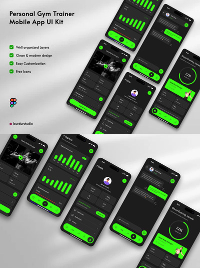 私人健身教练移动应用 UI 套件