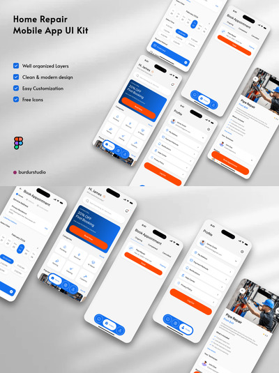 家居维修移动应用 UI 套件