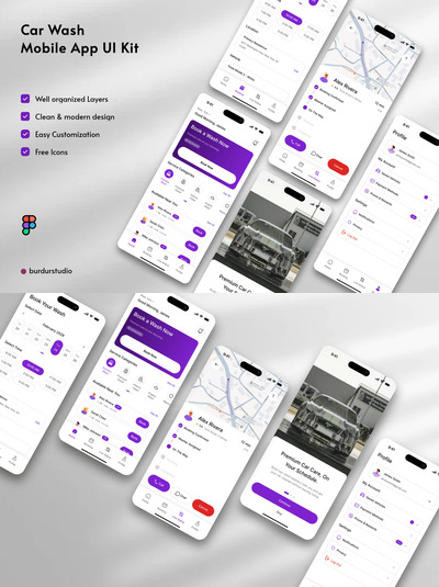 洗车移动应用 UI 套件