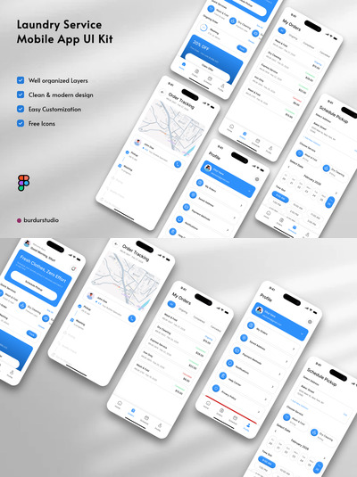 洗衣服务移动应用 UI 套件