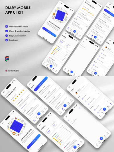 日记移动应用 UI 套件