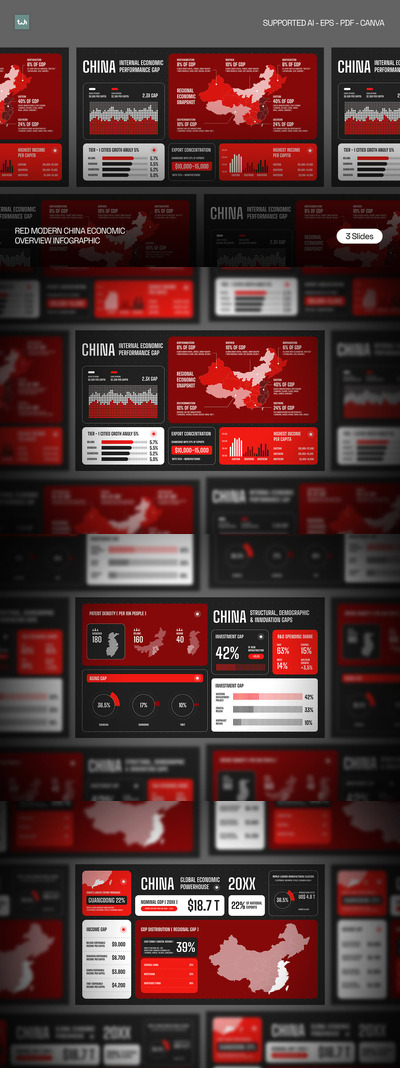 红色现代中国经济概览信息图 001