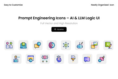 提示工程图标 – AI 和 LLM 逻辑 UI