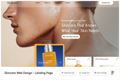 Xtracare – 护肤品网站设计首页