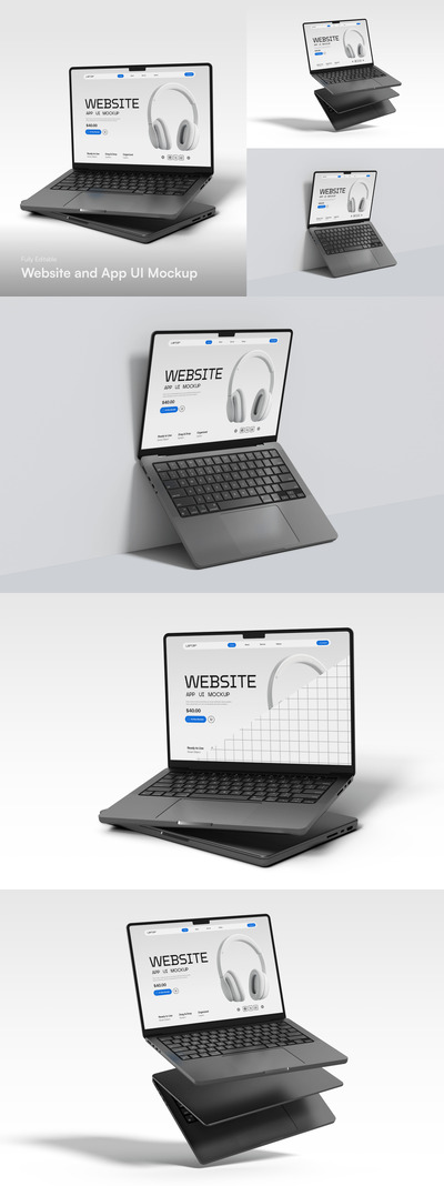 Macbook 笔记本电脑网站应用 UI UX 模型