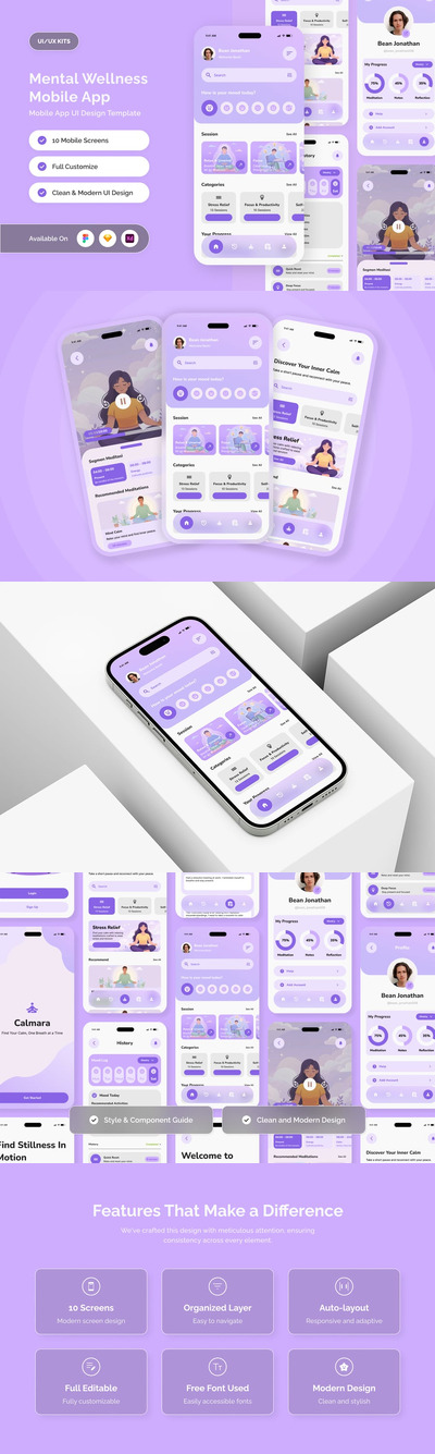 Calmara – 平静健康应用 UI 套件