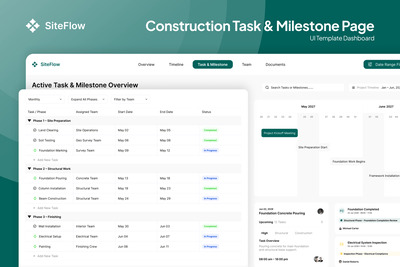 SiteFlow – 施工任务和里程碑页面