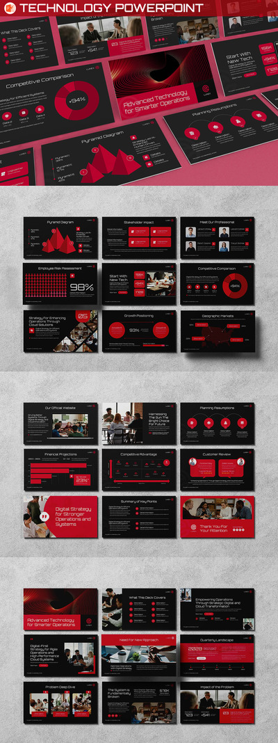 红色科技公司宣传册 PowerPoint