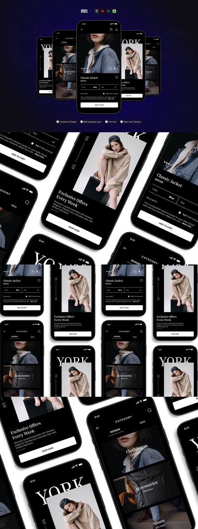 服装店 – 移动应用 UI 套件