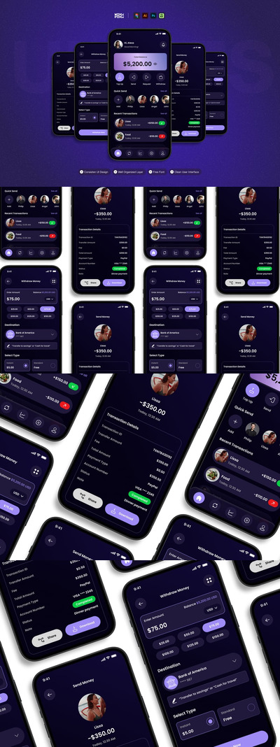 金融 – 移动应用 UI 套件